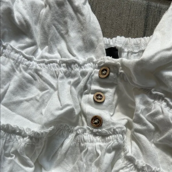 Angie White Ruffled Blouse with Button Detail - Image 3
