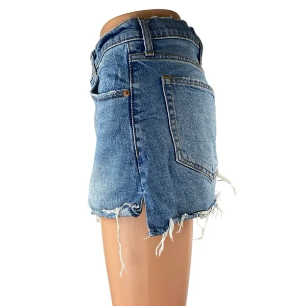 Abercrombie & Fitch The Cutoff High Rise Blue Frayed Hem Denim Jean Shorts 26 - Image 2