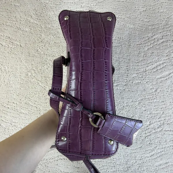 Guess Purple Crocodile Embossed Satchel Handbag Crossbody Y2K - Image 6