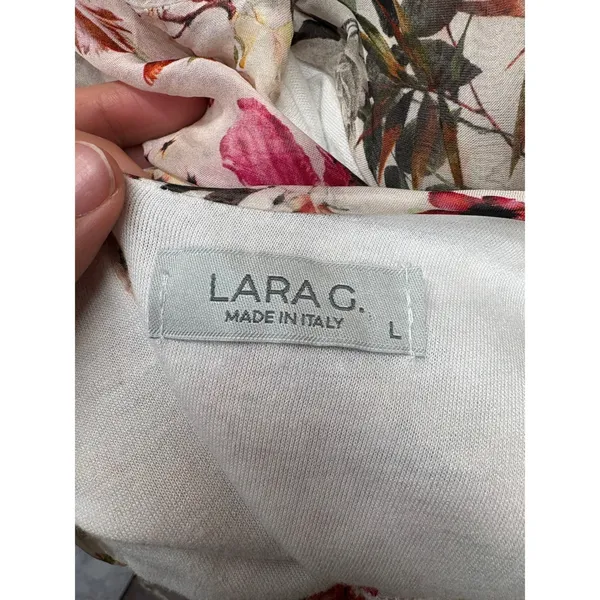 Lara G Italy Sleeveless Floral Silk Tiered Maxi Dress Keyhole Spring Garden L - Image 7