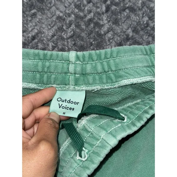 Outdoor Voices Womens Cotton Terry Jogger Sweatpants Green Pull On Size Medium - Image 4