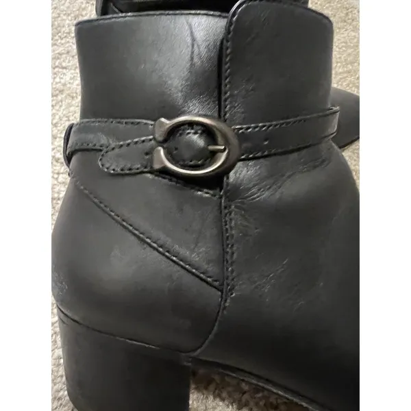 Coach Women's Chrystie Bootie Black Leather Ankle Heeled Size 9 - Image 8