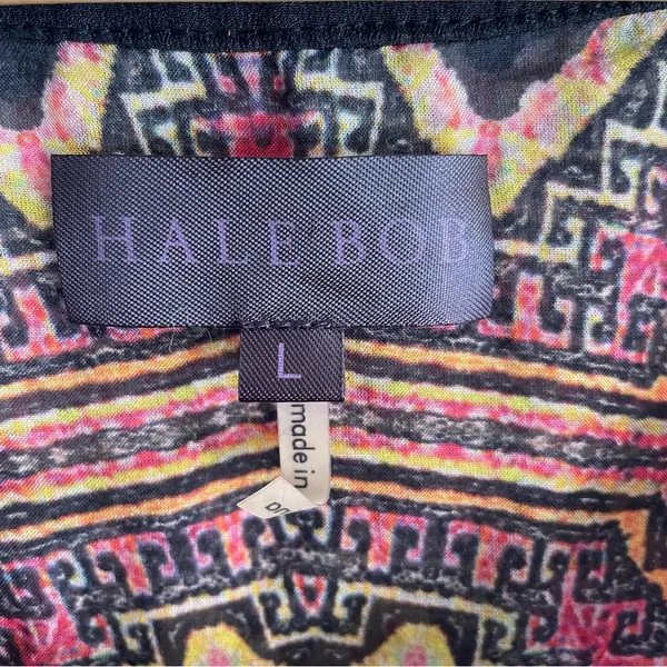 Hale Bob Pink and Black Geometric print artsy Silk tunic Size Large romantic - Image 2