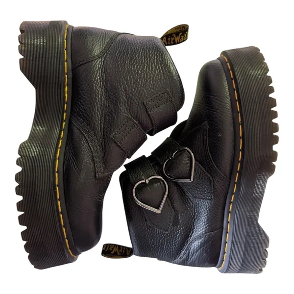 Dr. Martens Denon Flower Buckle Platform Boots Black Size 8 - Image 7