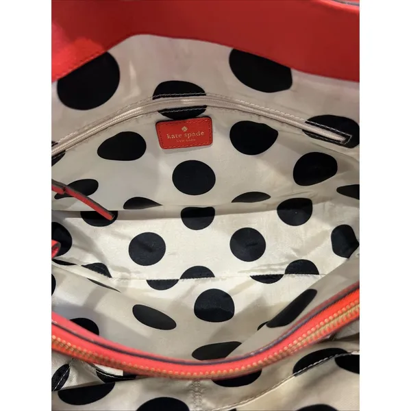 Kate Spade Elena‎ Villabella Orange Red Shoulder Bag Leather Handbag Bow Satchel - Image 15
