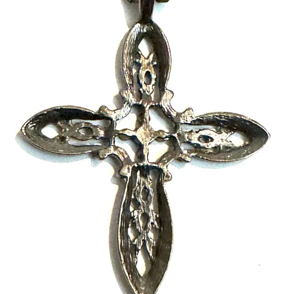 Unique Vintage Vintage Black and Silver Ornate Cross Pendant Necklace, Gothic and Punk Style - Image 5