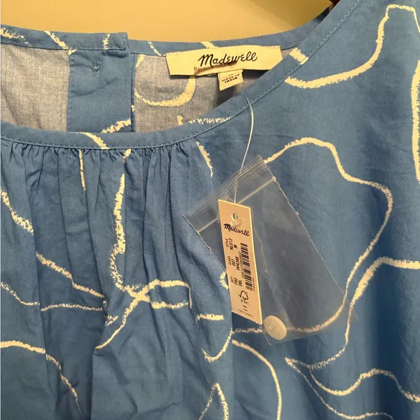 Madewell Embroidered Poplin Puff-Sleeve Cutout Crop Top Size Medium NWT - Image 4