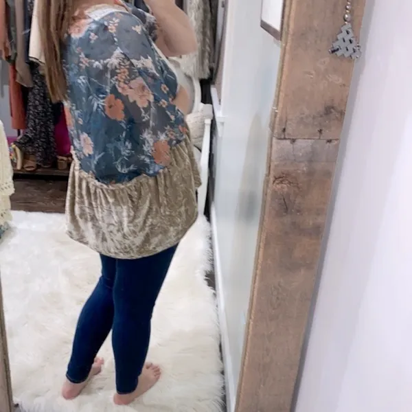 True Self Floral & crushed velvet boho cardigan size XLarge - Image 6