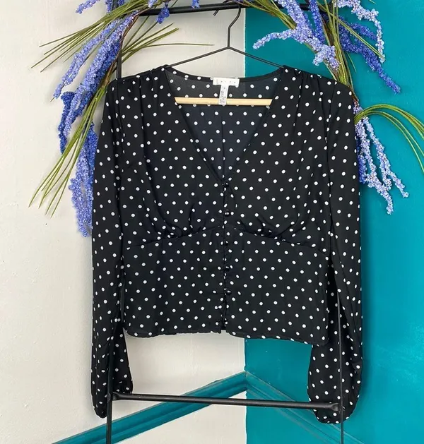 Leith Long Sleeve Polka Dot Top NWOT - Image 2