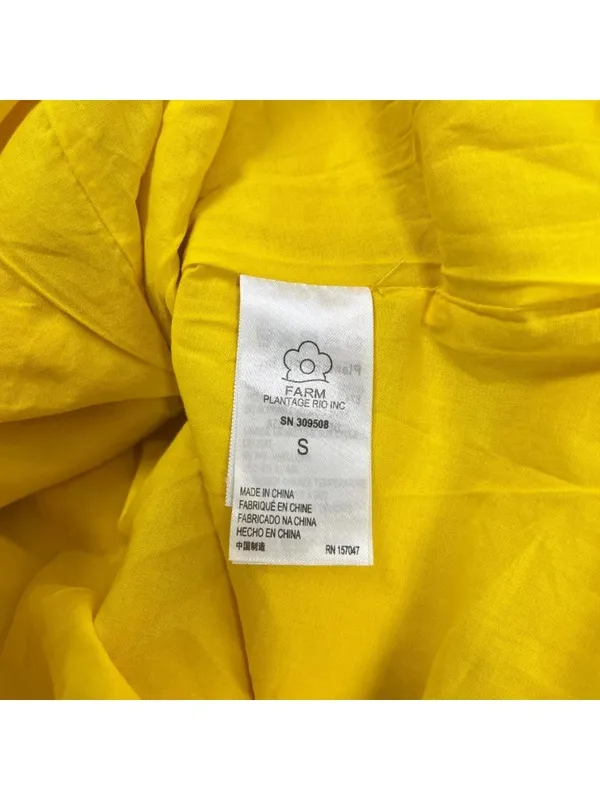 NWOT Farm Rio Linen Puff-Sleeve Cutout Midi Dress Yellow Size S - Image 11