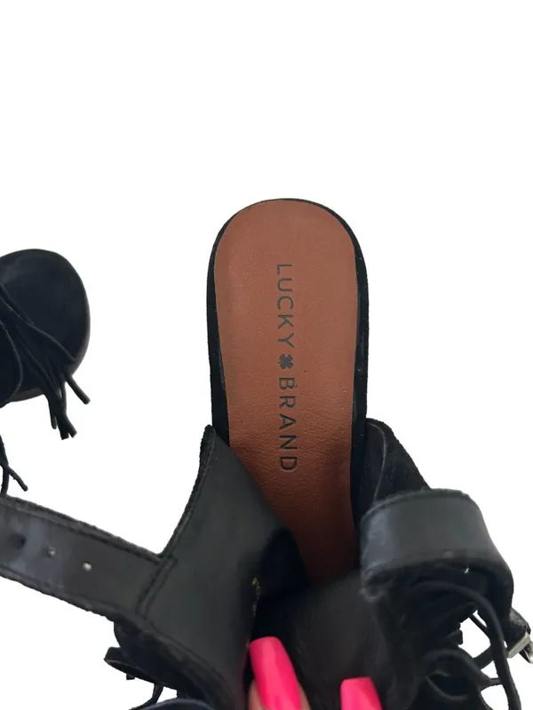 LUCKY BRAND Womens Liennah Black Fringe Heels Size 8 - Image 7
