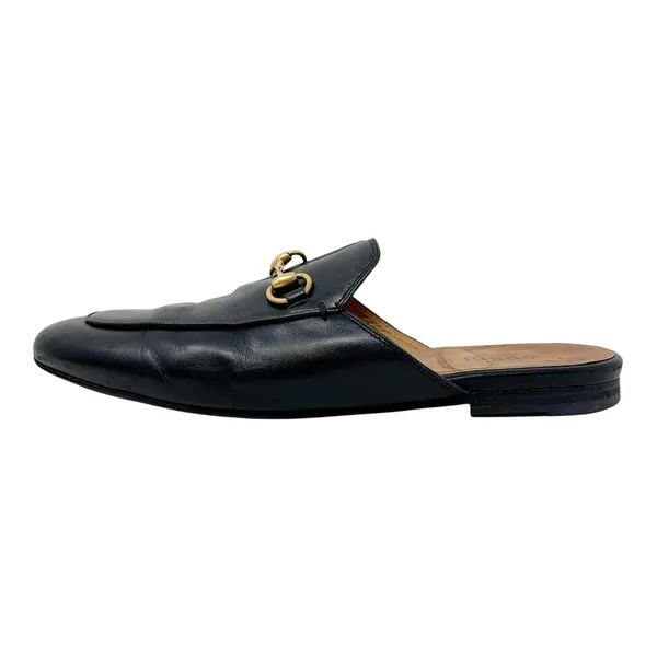 Gucci Princetown Black Leather Horsebit Mule Loafers EU 37 - Image 2