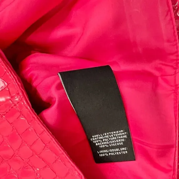 7 For All Mankind Hot Pink Vegan Leather Crocodile Crop Top Shorts Set M NEW Tag - Image 13
