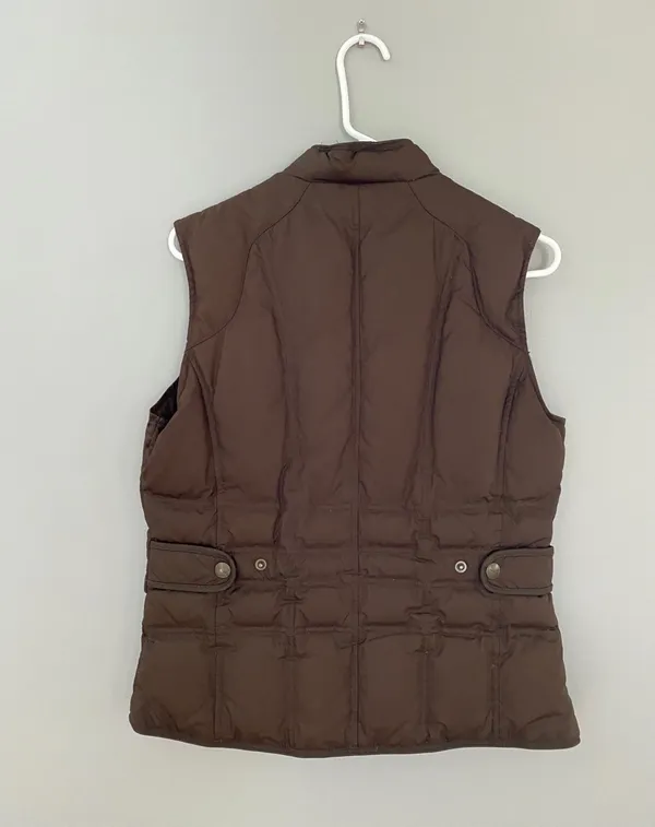Eddie Bauer Women’s M Brown Down Puffer Vest Full Zip Pockets Lightweight - Image 2
