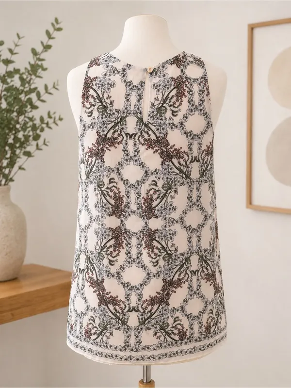 Max Studio Floral Sleeveless Blouse High Low Hem Size M - Image 4
