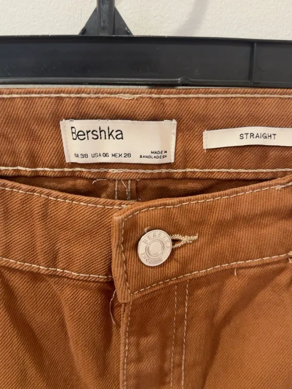 Bershka Brown Carpenter Pants Size 6 Straight Leg Utility Workwear Y2K - Image 2