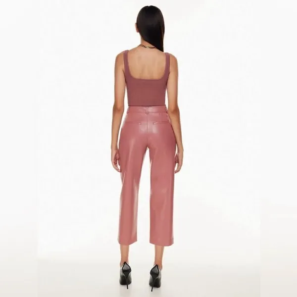 Aritzia Babaton‎ Command Pants Size 2 Faux Leather Red Willow Pink Corpcore Geek Chic - Image 2