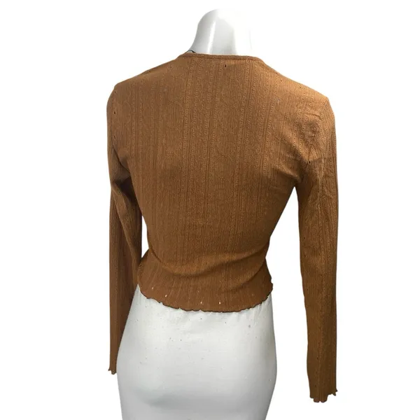 Zara Women's Brown Long Sleeve Knit Button Up Cardigan Sweater Top Size XS - Image 2