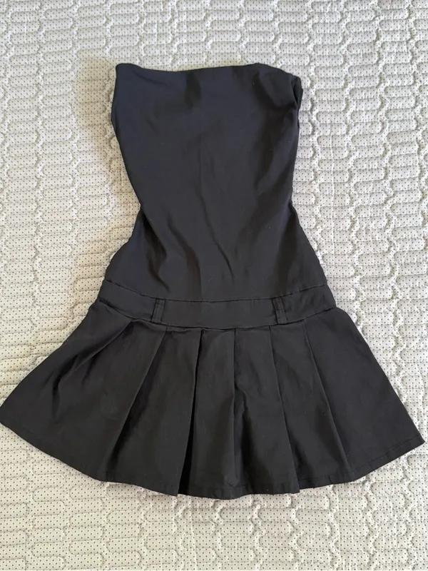 Windsor Black Strapless Pleated Mini Dress - Image 2