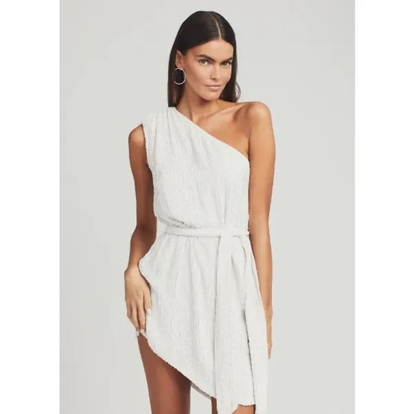 Retrofête Ella Sequin One Shoulder Mini Dress Moonglow White M NWT - Image 2