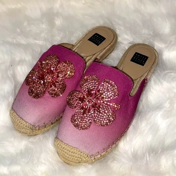 White House | Black Market JEWELE CANVAS‎ OMBRÉ ESPADRILLE SLIDES 7 A20 - Image 3