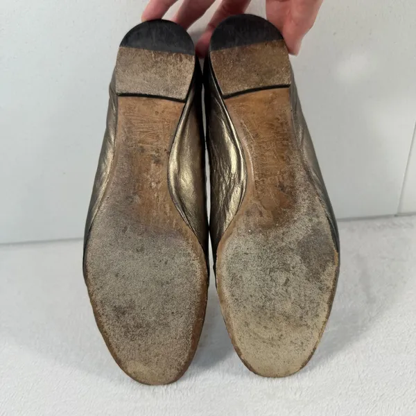 Chloe 38.5 US 8.5 Ballet Flats Lauren Scalloped Metallic Bronze Leather Shoes‎ - Image 11