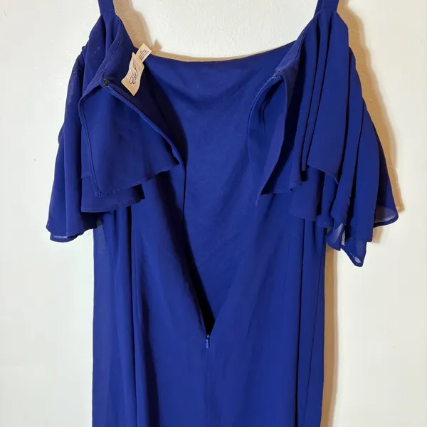 Eliza J Royal‎ Blue Cold Shoulder Ruffle Chiffon Dress Size 14 - Image 11