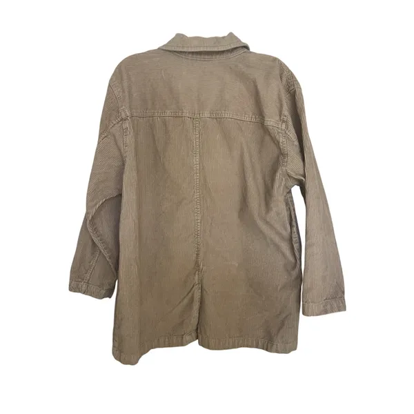 Dress Barn Vtg 90s Tan Wide Wale Corduroy Chore Coat Patch Pocket Barn Jacket M Work Wear - Image 2