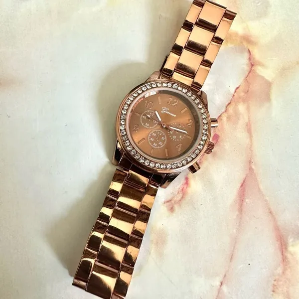 Geneva rose gold tone rhinestone Watch - Image 3