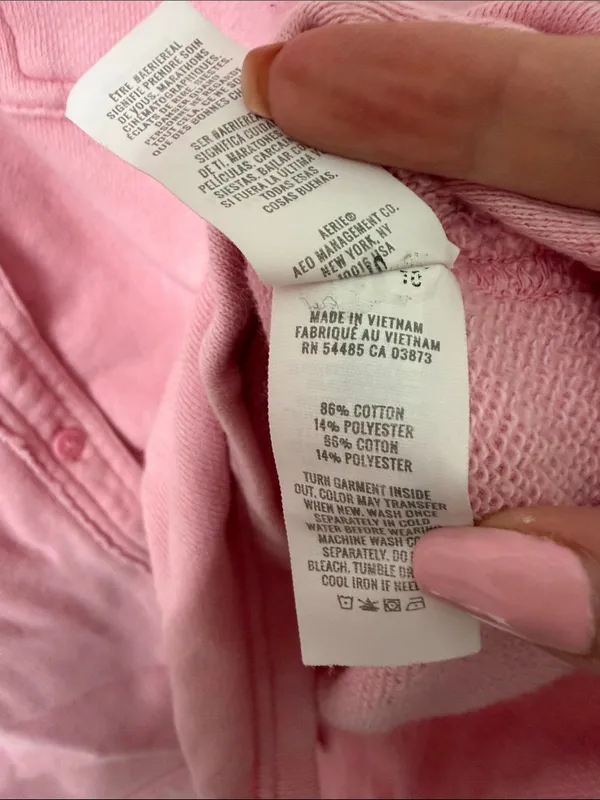 Aerie Lumber Jane Oversized Pink French Terry Shirt Button Down Womens Medium - Image 4