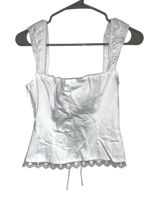 LIONESS Palmer Corset in Porcelain White Small New Womens Sleeveless Tank Top - Image 6