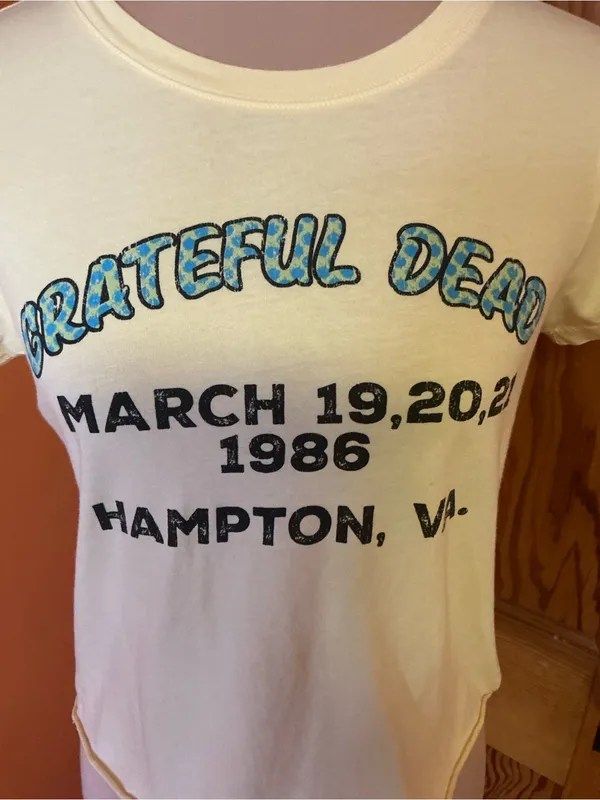 Grateful Dead Hampton VA 1986 Yellow Organic Cotton Baby Tee Medium - Image 3