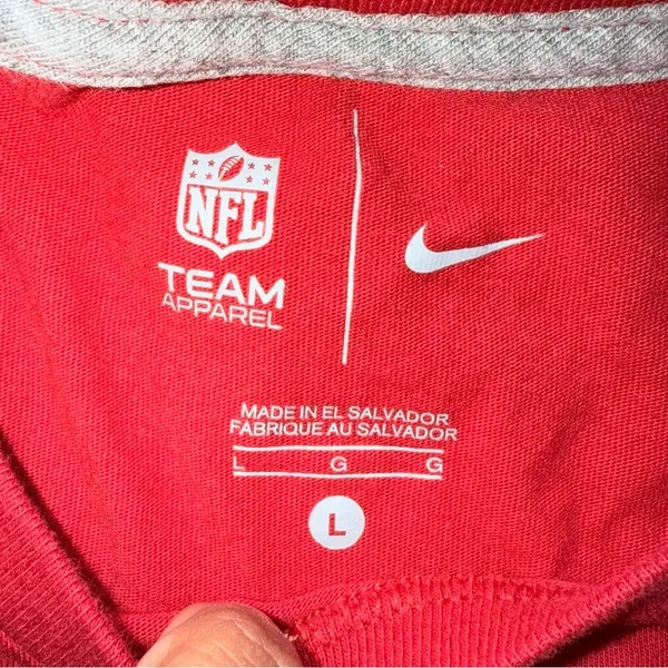NIKE NFL Team Apparel NY Giants‎ Red Tee Shirt Short Sleeve size Large - Image 3