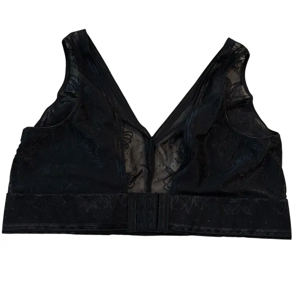 Wacoal Size 38 Net Effect Soft Cup Bra Bralette Lace Wire Free Black 810340 - Image 3