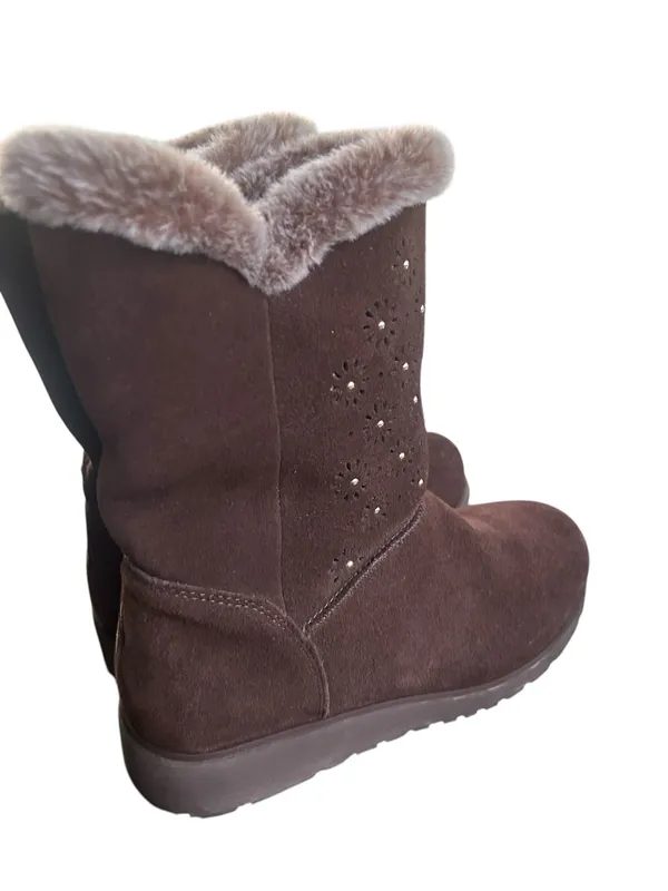 Skechers keepsake eyelet cut brown suede chelsea boots size 8 ladies boho chic - Image 11