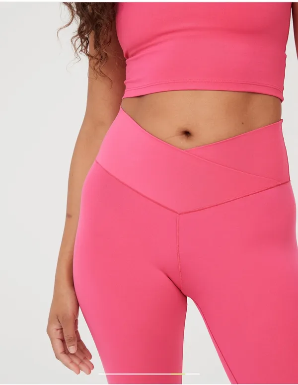OFFLINE By Aerie Solar Pink Real Me High Waisted Crossover Legging Size XS Short - Image 8