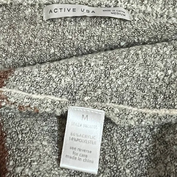 Active USA (M) Multicolor Colorblock Striped Textured Oversized Sweater - Image 8