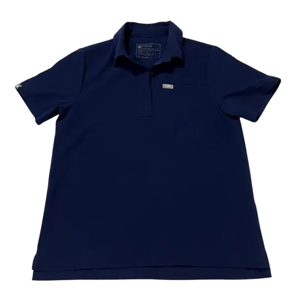 FIGS Nala Short Sleeve Scrub Polo Top - Blue - XS - Image 5