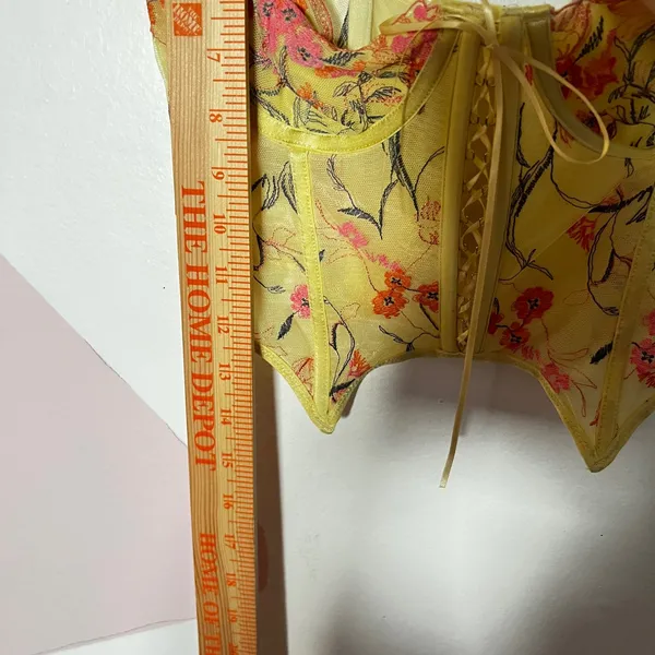 Out From Under Urban Outfitters Yellow Floral Bustier Corset Top Small - Image 6