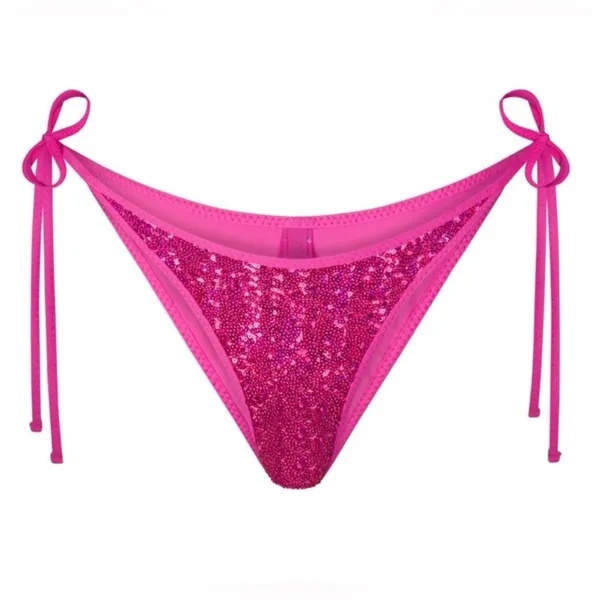 🪩NWT SOLD OUT SKIMS Bikini Bar Tie Bikini Bottom~Medium~Flamingo 🦩 - Image 3