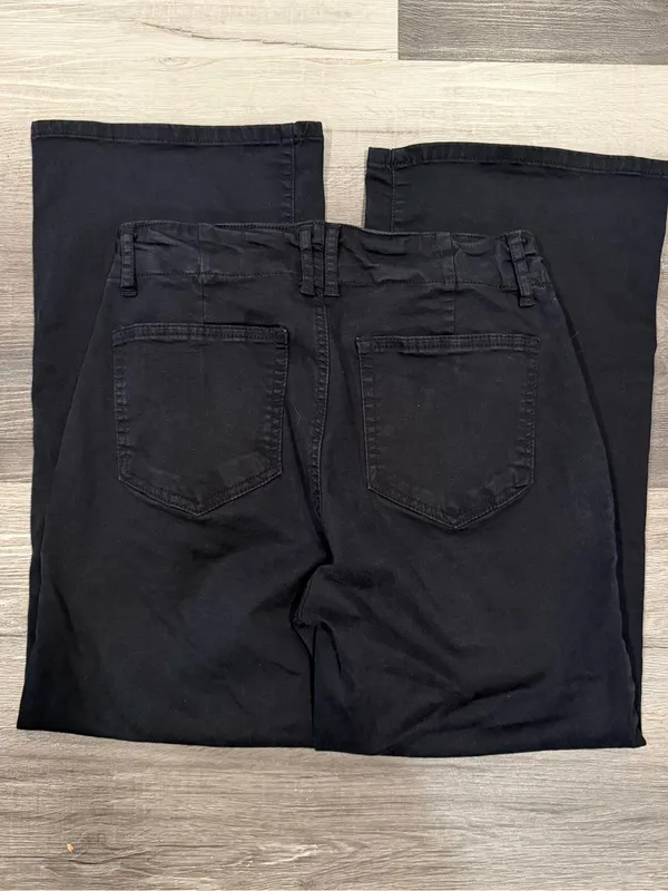 Draper James Wide Leg Crop Jeans Sz 8 Belle Meade Black High Rise Patch Pocket - Image 9