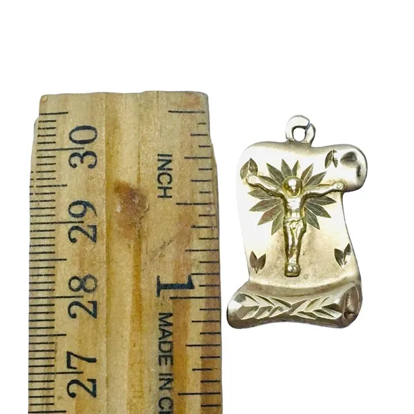 Gold Filled Jesus Christ Scroll Charm Pendant - Image 3