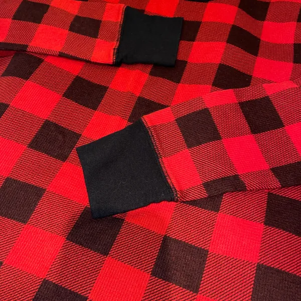 Old Navy Pajama Set Women L Red Buffalo Plaid Thermal 2 Piece Set Holiday Cozy - Image 5