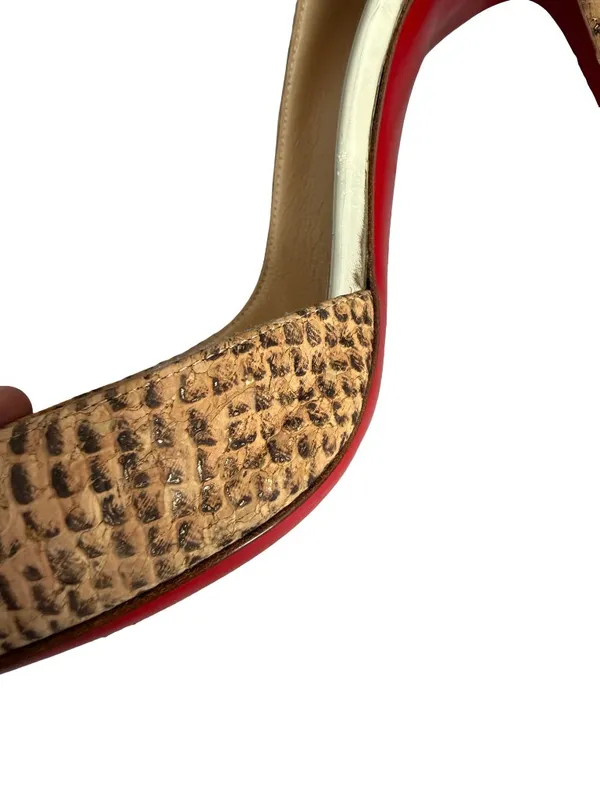 Christian Louboutin Iriza Tan Brown Python Embossed Pointed Toe D Size 7 Women's - Image 11