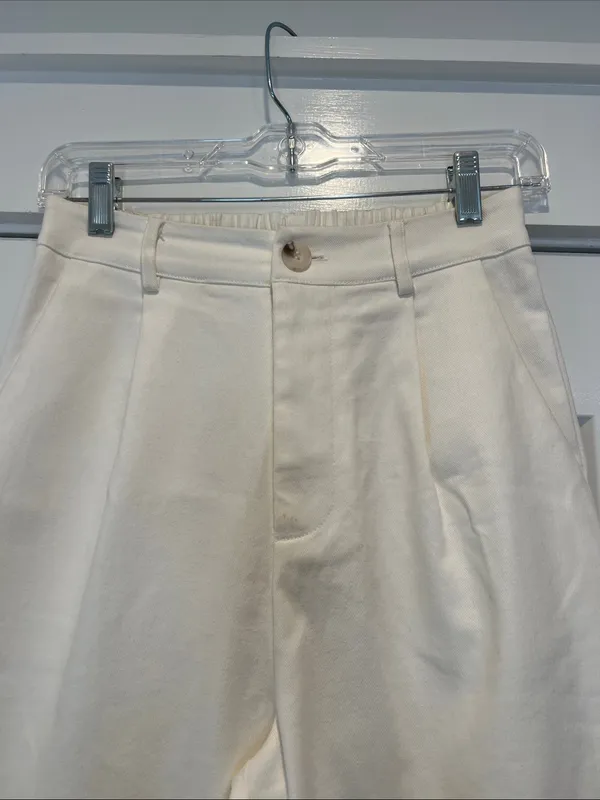 Final Touch Wide-Leg High-Waist Chinos in Off-White size small. - Image 3
