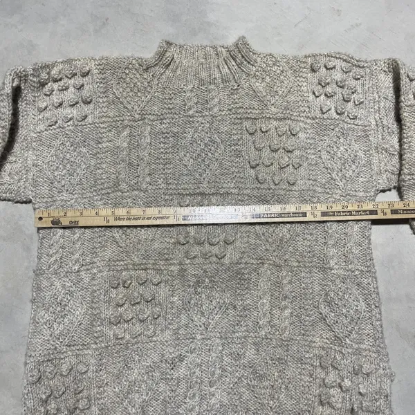 Blarney Woollen Mills Aran Knit Sweater Cream Pure Wool Ireland Women's SZ L - Image 2