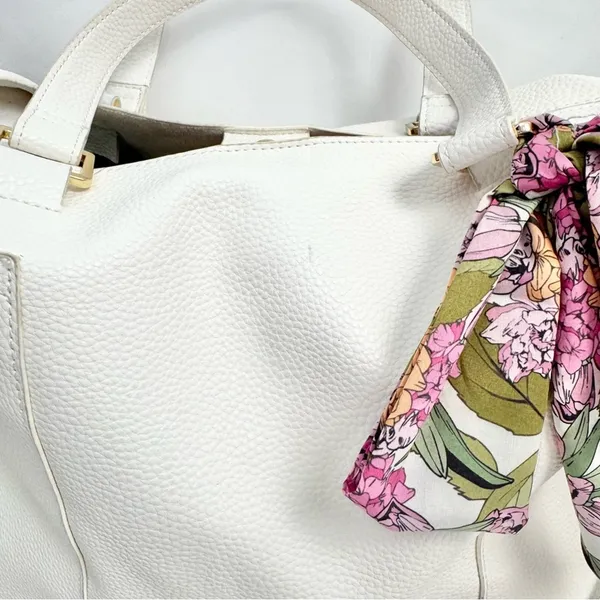 Steve Madden White Faux Leather Large Satchel Shoulder Bag Purse - Image 12
