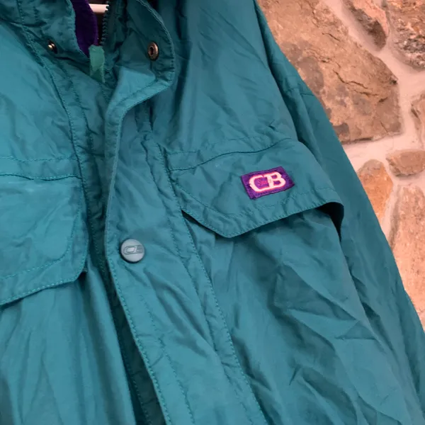 CB Sport Vintage Blue Green Zip Up Windbreaker Bomber Jacket - Image 3