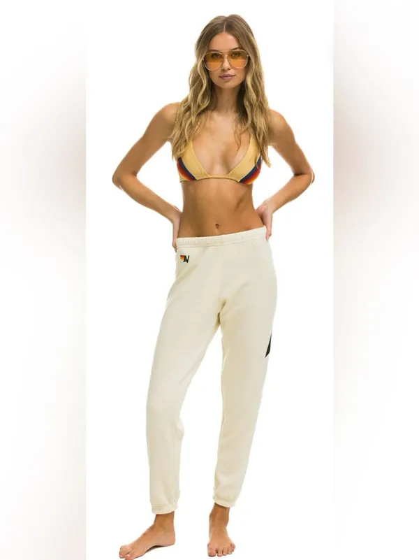 Aviator Nation Lightning Bolt Jogger Sweatpants vintage white Size L - Image 2
