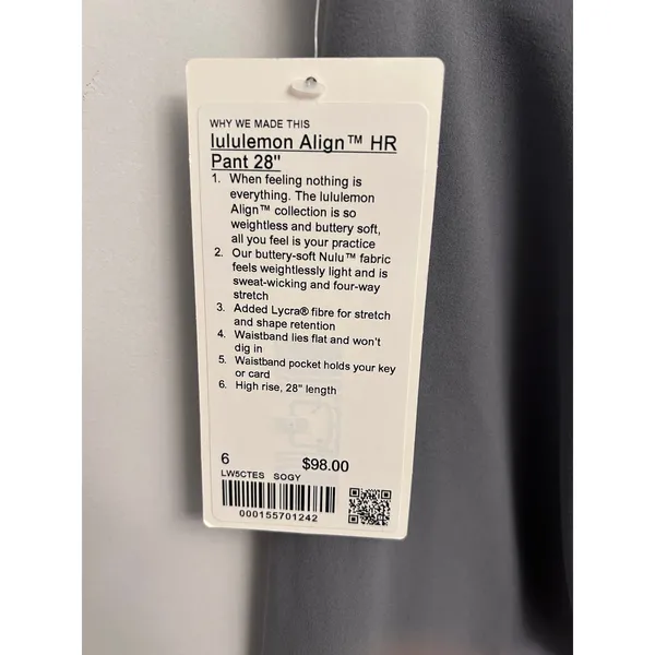 Lululemon Leggings Align HR Pant 28" Solar Grey NWT Size 6 Rare Sold Out New - Image 5
